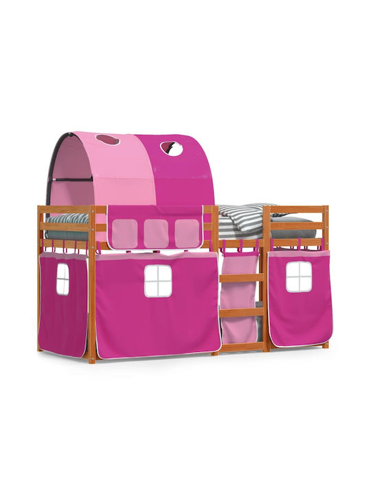 Kids Bed Loft Bed Single Pink for Mattress 80x200cm