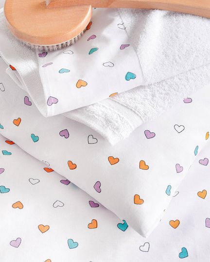 Rythmos Tiny Heart Baby Sheet Cradle Cotton White 80x110cm