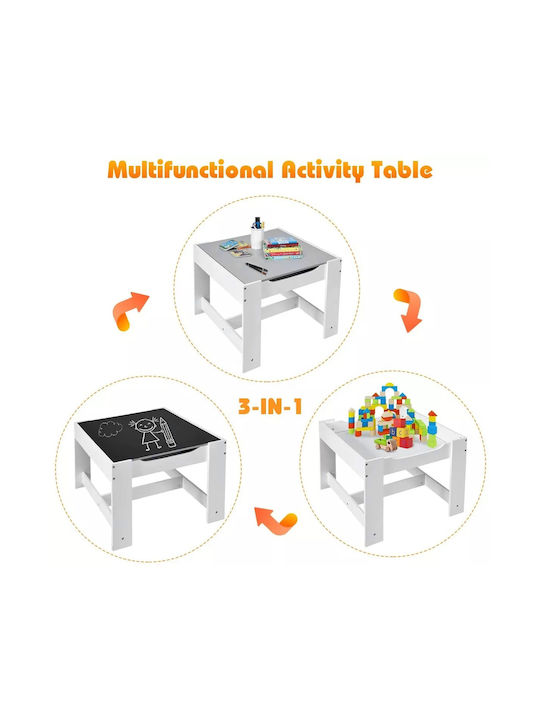 Kids Table Set with White Wooden Chairs
