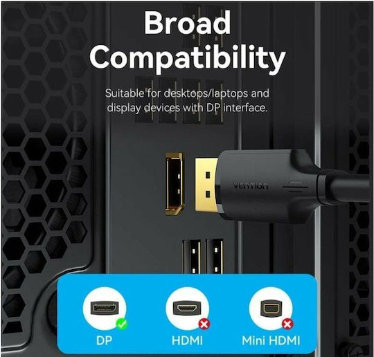 Vention Cable DisplayPort male - DisplayPort male 2m Μαύρο