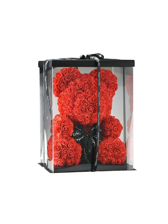 Mohicans Black Line Bear of Artificial Roses Red 40cm