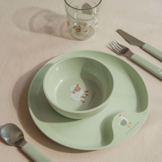 Little Dutch Little Farm Plastic Green Feeding Set 6 Pieces