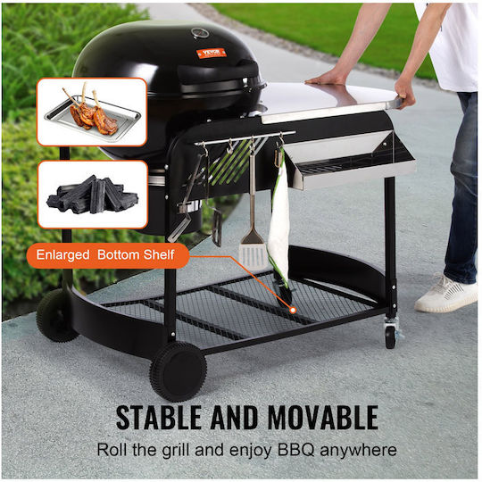 Vevor Grătar Cu Cărbune Cazan Cu Capac Și Termometru 109x109cm