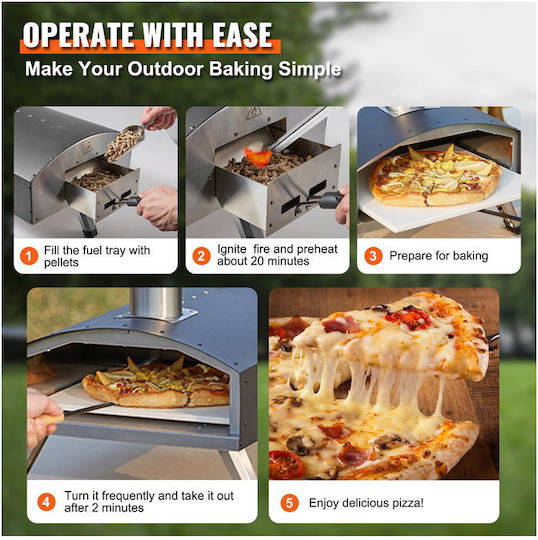 Vevor Pizza Oven Wood 54x41x69cm Black