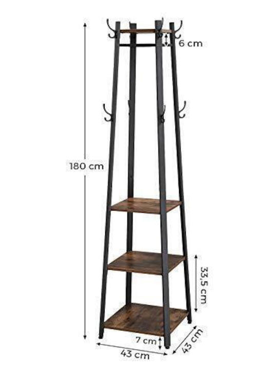 Songmics Metallic Coat Rack Black / Brown 45x45x181cm