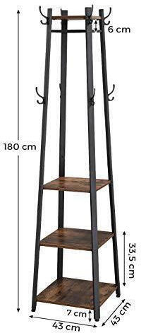 Songmics Καλόγερος Μεταλλικός Μαύρος / Καφέ 45x45x181cm