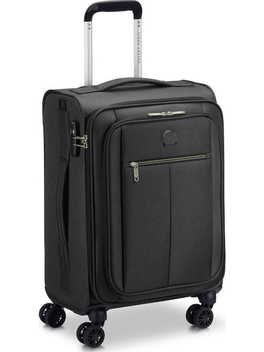 Delsey Pin Up Cabin Travel Suitcase Fabric Black with 4 Wheels Height 56cm 343080100