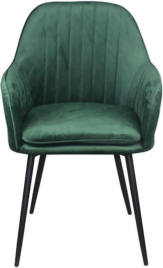 Valery Dining Room Velvet Chair Black, Forest Green 55x61x87cm 2pcs
