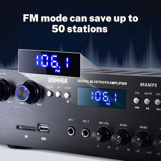 Donner Ολοκληρωμένος Ενισχυτής Hi-Fi Stereo EC6508 Μαύρος