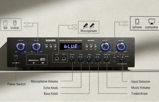 Donner Ολοκληρωμένος Ενισχυτής Hi-Fi Stereo EC6508 Μαύρος