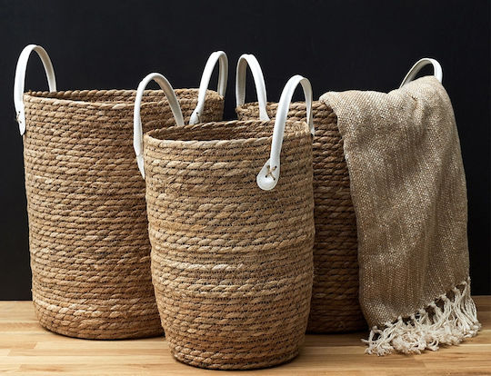 The Home Deco Factory Комплект декоративни кошници Пластмасови с дръжки Brown 3бр