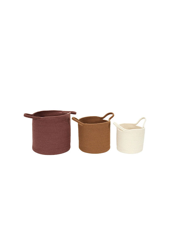 The Home Deco Factory Set of Decorative Baskets Plastic with Handles White 3pcs