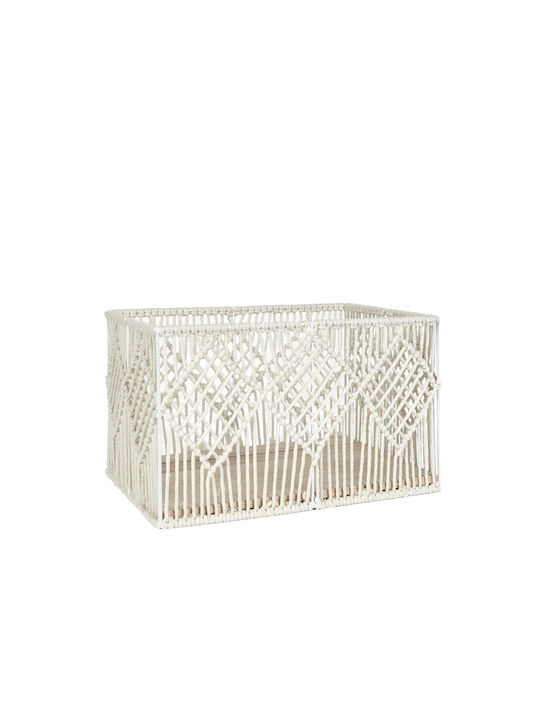 Set of Decorative Baskets Wooden with Handles White 3pcs The Home Deco Factory