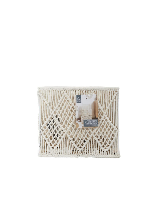 The Home Deco Factory Set dekorative Körbe mit Griffen Weiß 37x27x21cm 3Stück