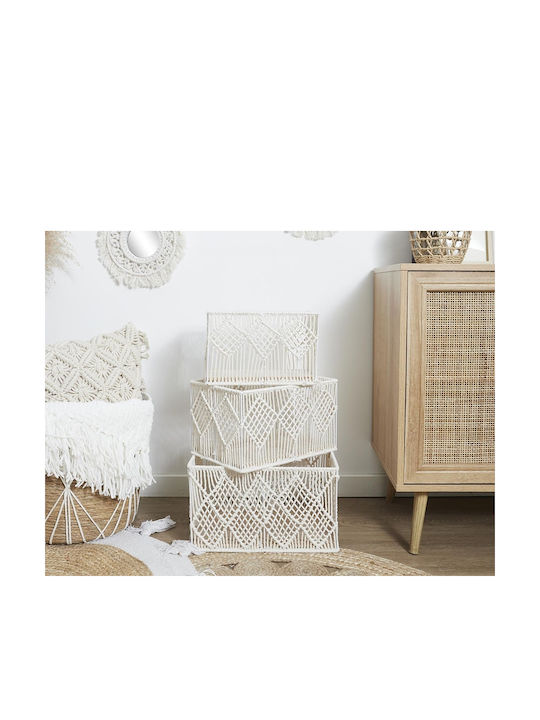 The Home Deco Factory Set dekorative Körbe mit Griffen Weiß 37x27x21cm 3Stück