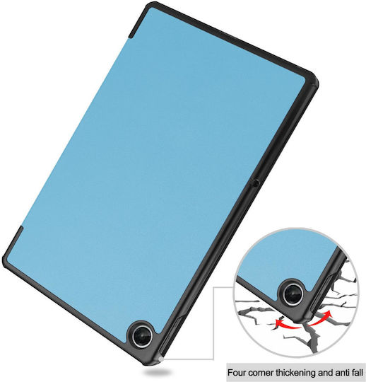 Lenovo Tab M10 Plus 10.6 3. Generation 2022 Custer Textur 3-fach Halter Smart Leder Tablet Hülle Himmelblau