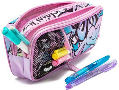 Yolo Pencil Case Barrel with 3 Compartments Graffiti