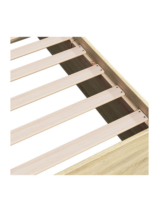 Einzelbett Holz Beige mit Lattenrost für Matratze 100x200cm