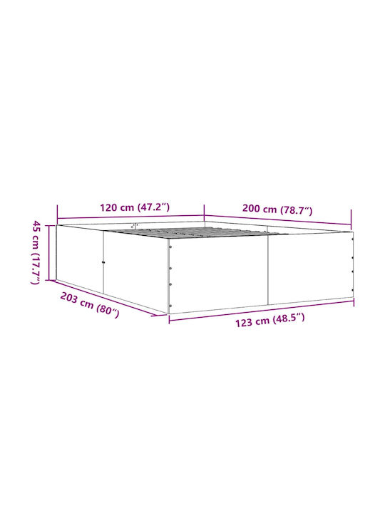 Half Double Wooden Bed Base Beige with Slats for Mattress 120x200cm