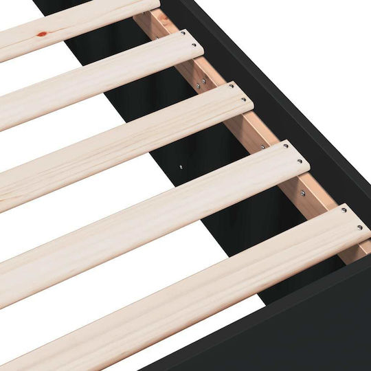 Einzelbett Unterlage Holz Schwarz mit Lattenrost für Matratze 100x200cm