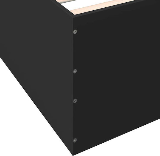 Einzelbett Unterlage Holz Schwarz mit Lattenrost für Matratze 100x200cm