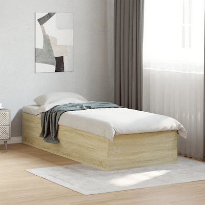 Bed Base Single made of Wood Beige 90x200cm.