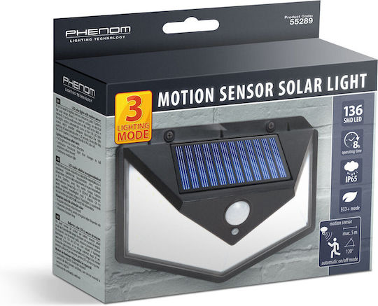 Phenom Montat pe perete Lampă Solară 5W cu Senzor de Mișcare IP65 15cmx6cmx11cmcm