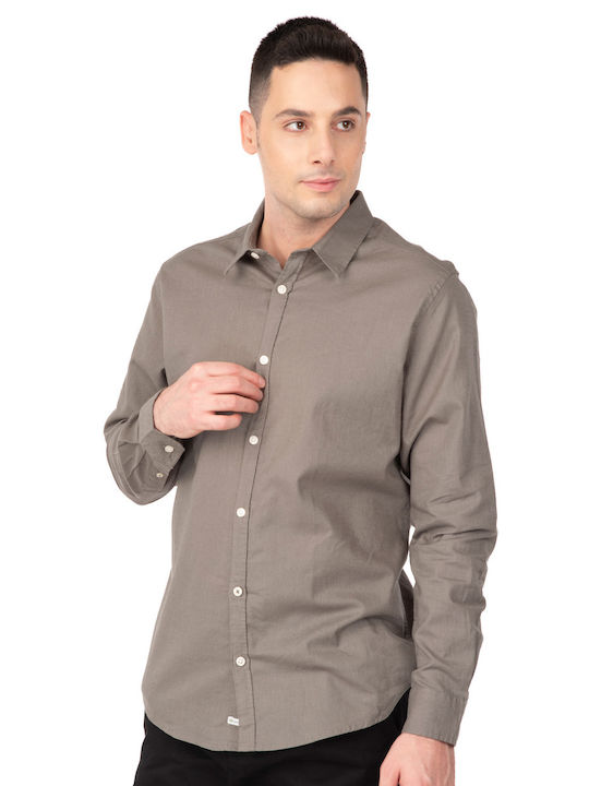 Rebase Men's Shirt Long Sleeve Linen Khaki