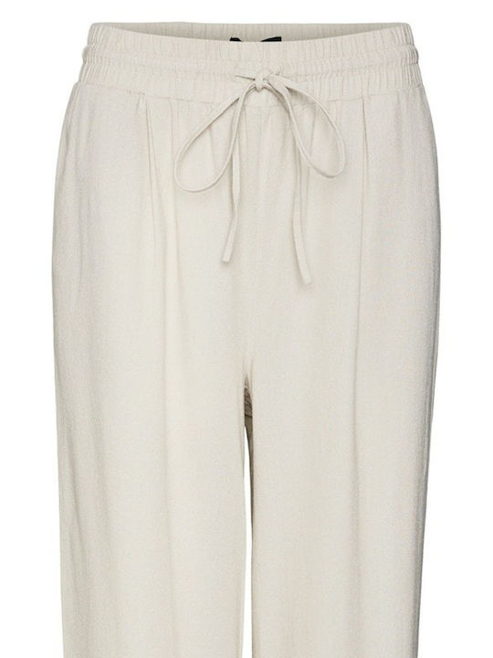 Vero Moda Women's Linen Trousers with Elastic in Regular Fit Silver Lining