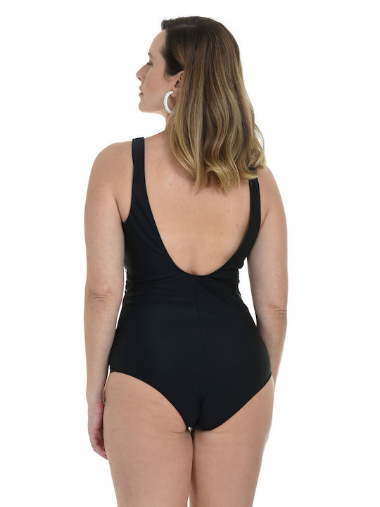 MiandMi Striped Swimsuit Black and white