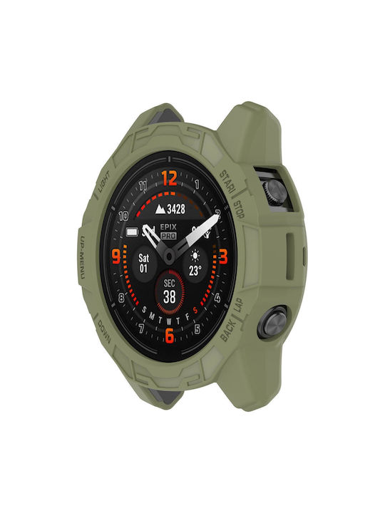Garmin Epix Pro 51mm Fenix 7X 7X Pro Armored TPU Half Wrapped Watch Protective Case Green Garmin Epix Pro 51mm Fenix 7X 7X Pro Armored TPU Half Wrapped Watch Protective Case Green