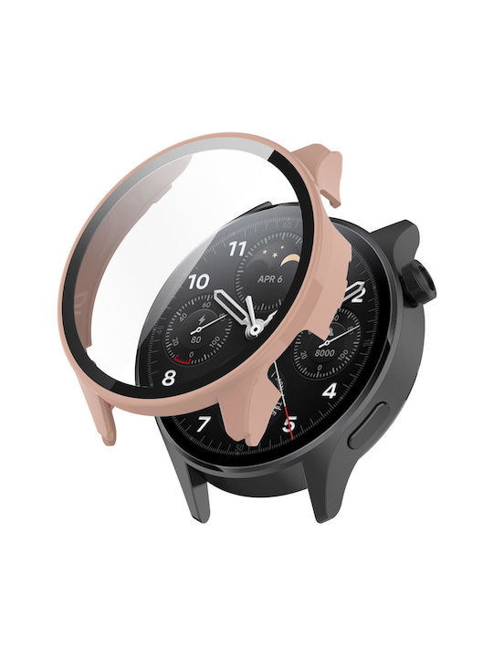 Xiaomi Watch S1 Pro Темперирано стъкло за часовник с калъф от пластмаса, розово