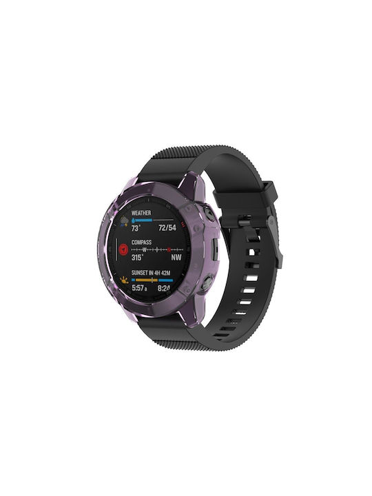 Husă de protecție TPU transparentă mov pentru ceas inteligent Garmin Fenix 6 Pro 6