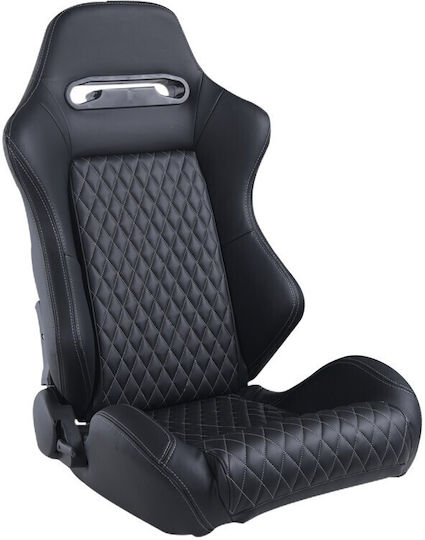 Autoline Luxury Front Passenger Car Seat Bucket Right Reclining Racing Seat in Leather Black 14362/
