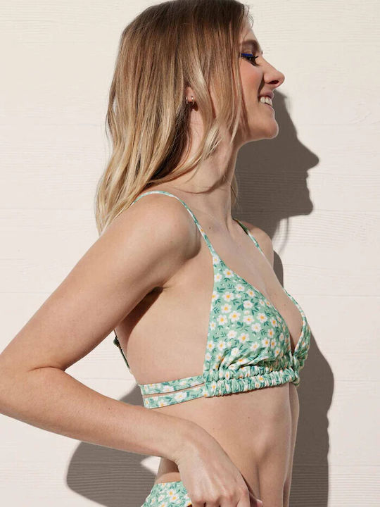 Ysabel Mora Triangle Bikini Top GREEN Floral