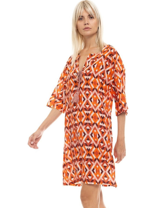 Pink Label Damen Mini Kleid Strand Orange