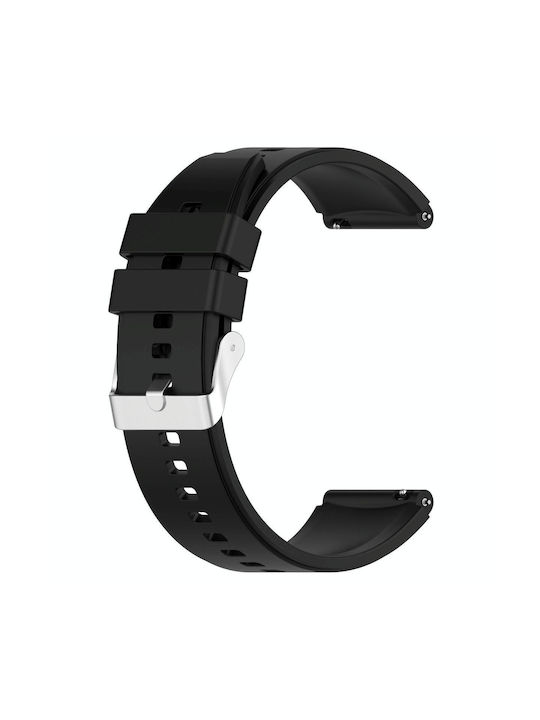 Huami Amazfit Gts 2e 20mm Protruding Head Silicone Strap Silver Buckle Black