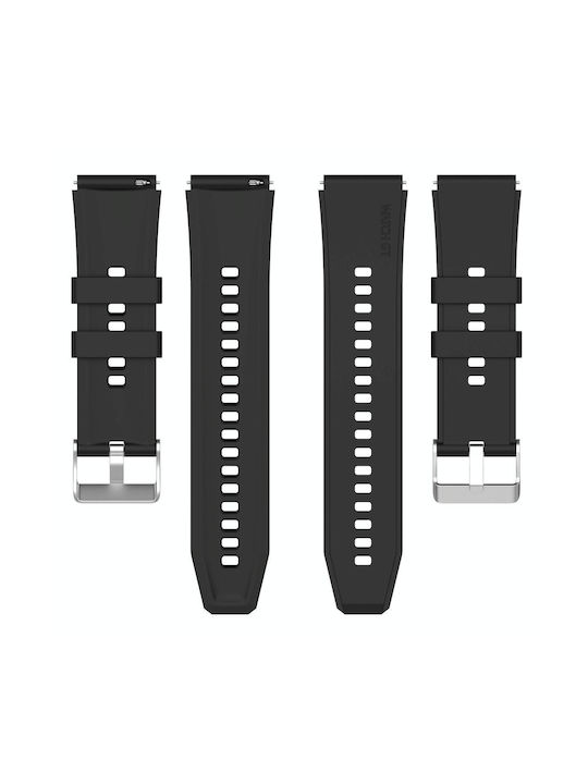 Huami Amazfit Gts 2e 20mm Protruding Head Silicone Strap Silver Buckle Black