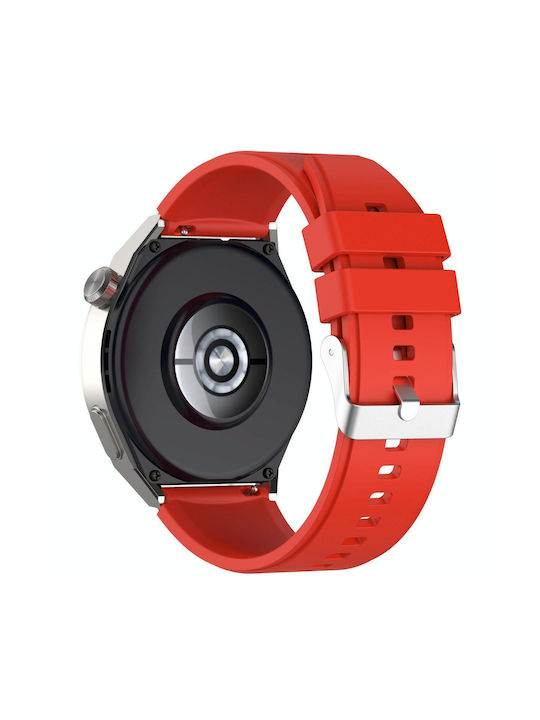 Honor Magic Watch 2 46mm 22mm Protruding Head Silicone Strap Silver Buckle Red
