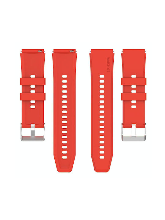 Honor Magic Watch 2 46mm 22mm Protruding Head Silicone Strap Silver Buckle Red