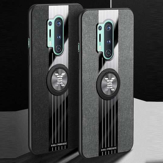 Oneplus 8 Pro Xinli Stitching Cloth Texture Tpu Phone Case Ring Holder Grey