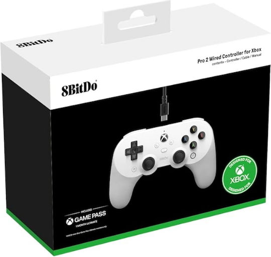 8Bitdo Pro 2 Ασύρματο & Ενσύρματο Gamepad με Hall Effect Sticks για PC / Xbox One / Xbox Series White