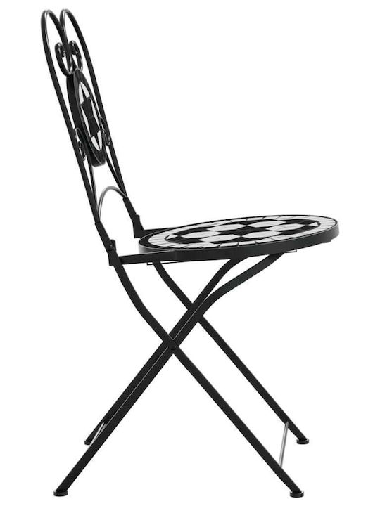 Outdoor Chair Metallic Black/white 2pcs 38x45.5x89.5cm