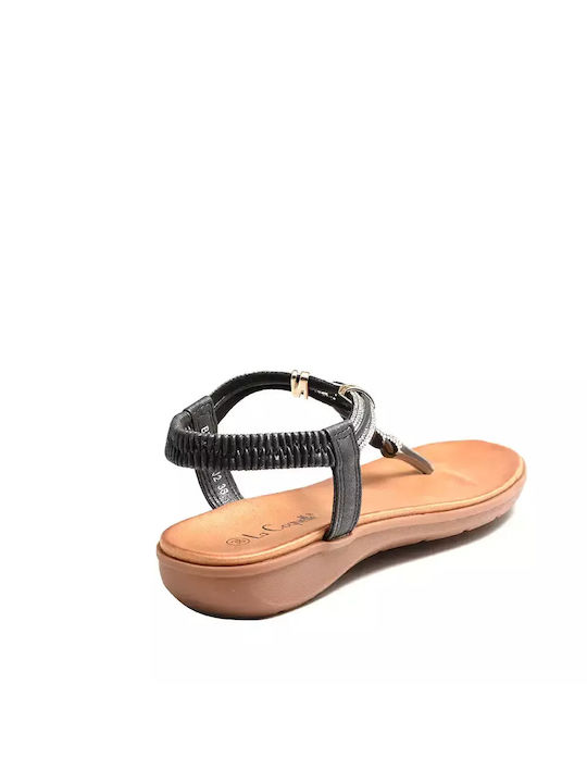 La Coquette Women's Flat Sandals in Black Color