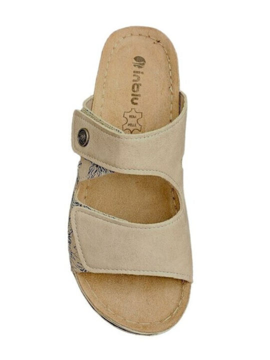 Flache Sandalen für Damen in Beige Farbe
