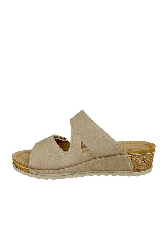 Flache Sandalen für Damen in Beige Farbe