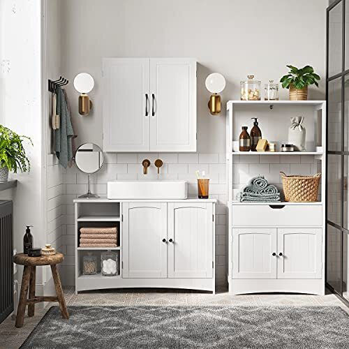 Songmics Πάγκος χωρίς Νιπτήρα Μ90xΒ30xΥ60cm Λευκός