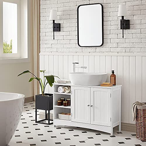 Songmics Πάγκος χωρίς Νιπτήρα Μ90xΒ30xΥ60cm Λευκός