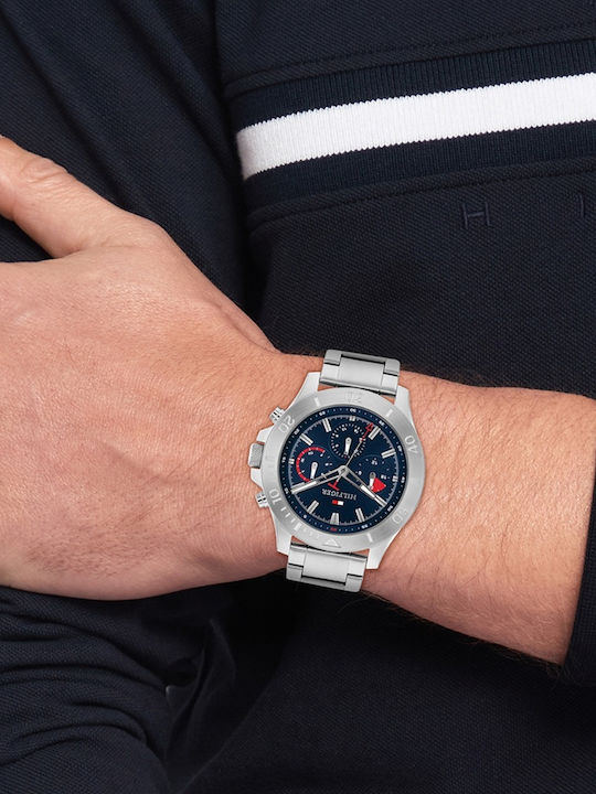 Tommy Hilfiger Bryan Мъжки Часовник 46mm Хронограф На Батерия Със Сребрист Неръждаем Стоманен Гривна