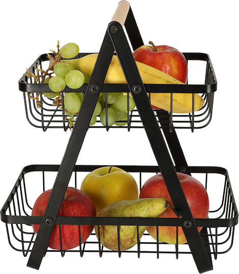 Fruitieră Metalic 2 nivele Negru